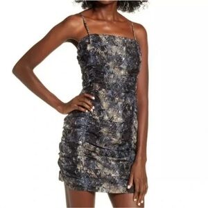 J.O.A. Black and Gold Textured Mini Dress